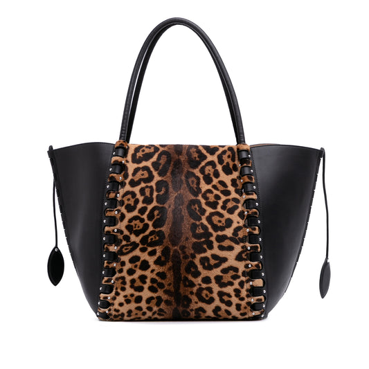 Vintage ALAIA Pony Hair and Leather Leopard Printed Tote