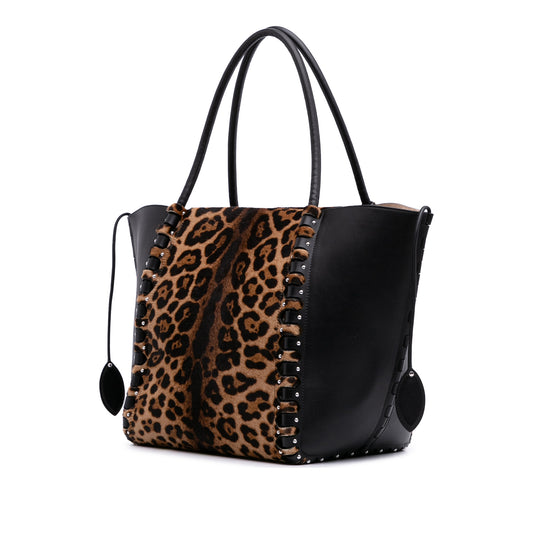Vintage ALAIA Pony Hair and Leather Leopard Printed Tote