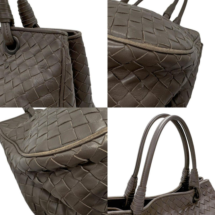 Vintage Bottega Veneta Brown Intrecciato Leather Handbag