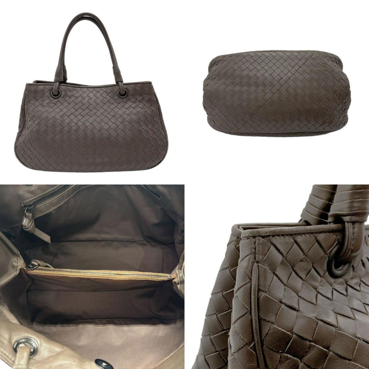 Vintage Bottega Veneta Brown Intrecciato Leather Handbag