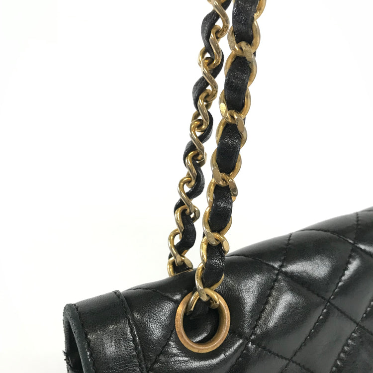 Vintage Two Toned Black Chanel 1991-1994 Flap Bag