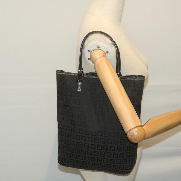 Vintage Fendi Black Patterned Canvas Tote Bag