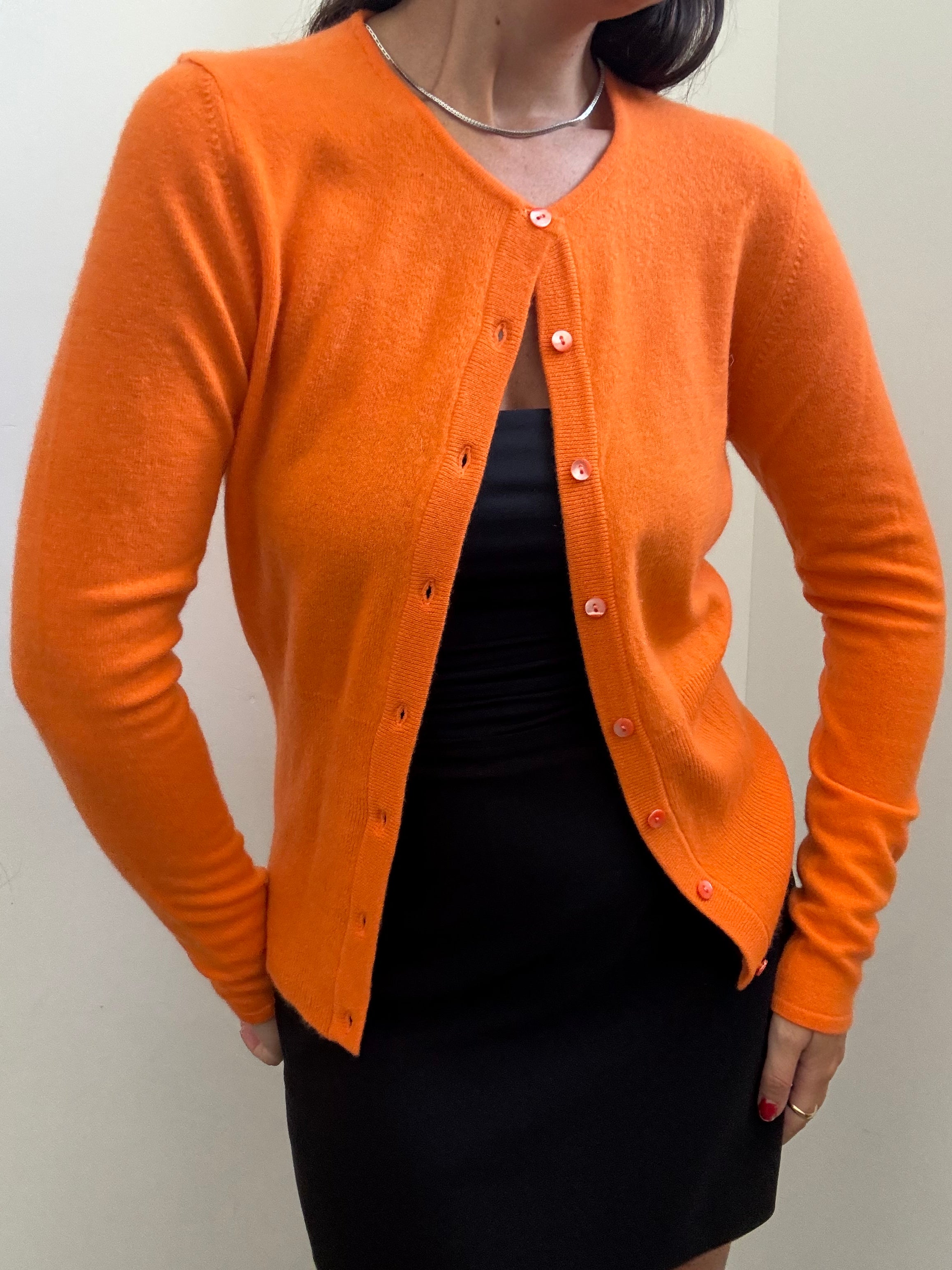 Vintage Bloomingdale's Orange Cashmere Cardigan Size Medium