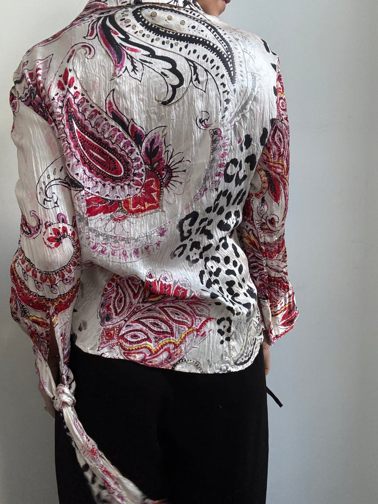 Vintage Just Cavalli Multicolor Printed Blouse Size Small