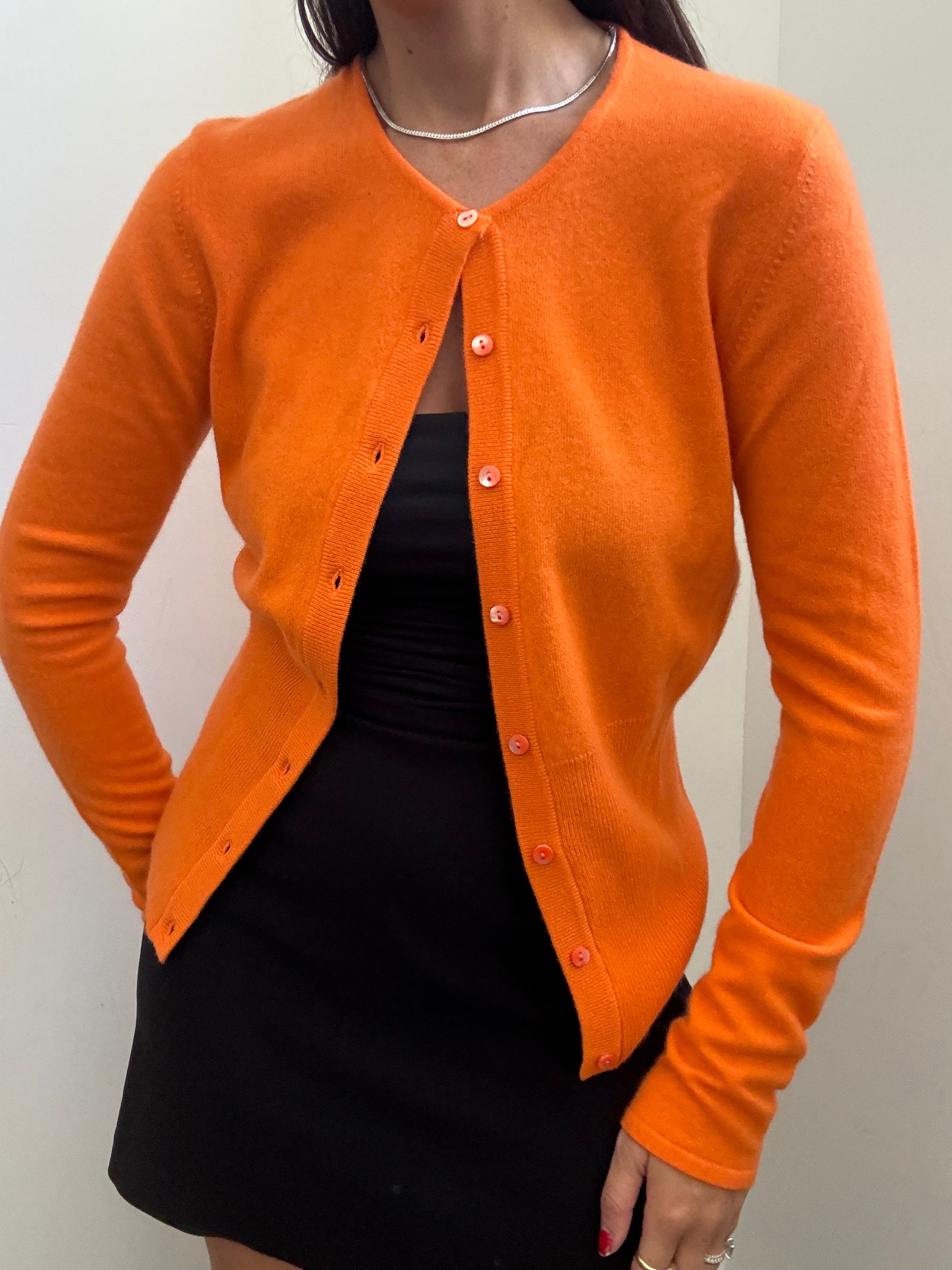 Vintage Bloomingdale's Orange Cashmere Cardigan Size Medium