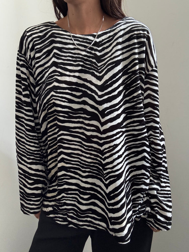 Vintage Crushed Velvet Zebra Print Pajama Set Size Large