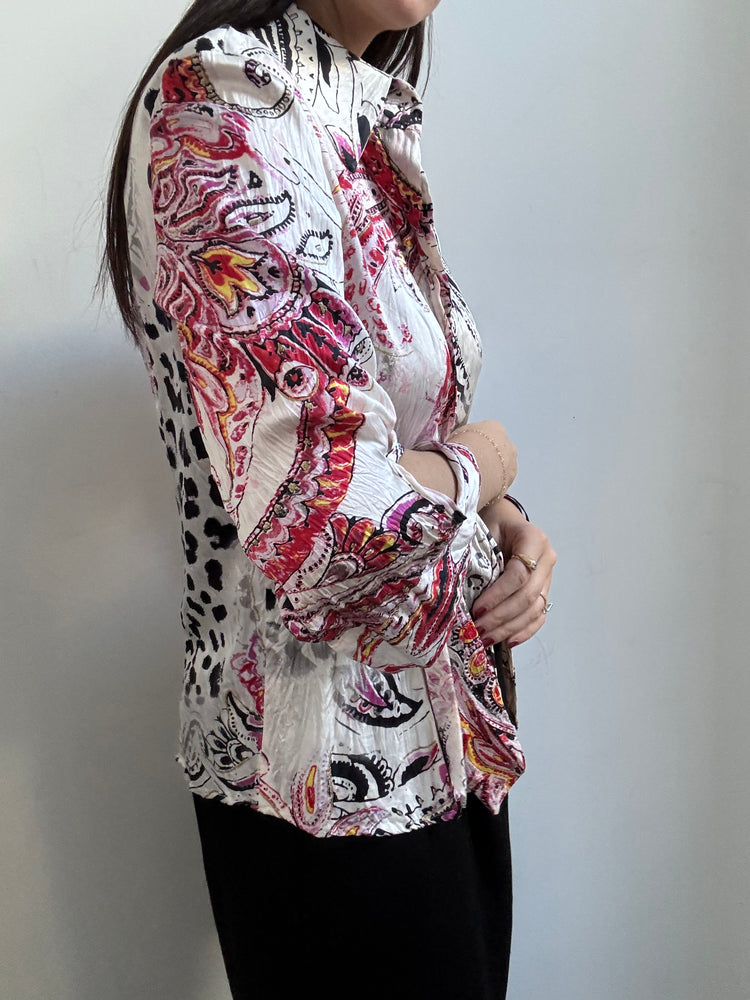 Vintage Just Cavalli Multicolor Printed Blouse Size Small