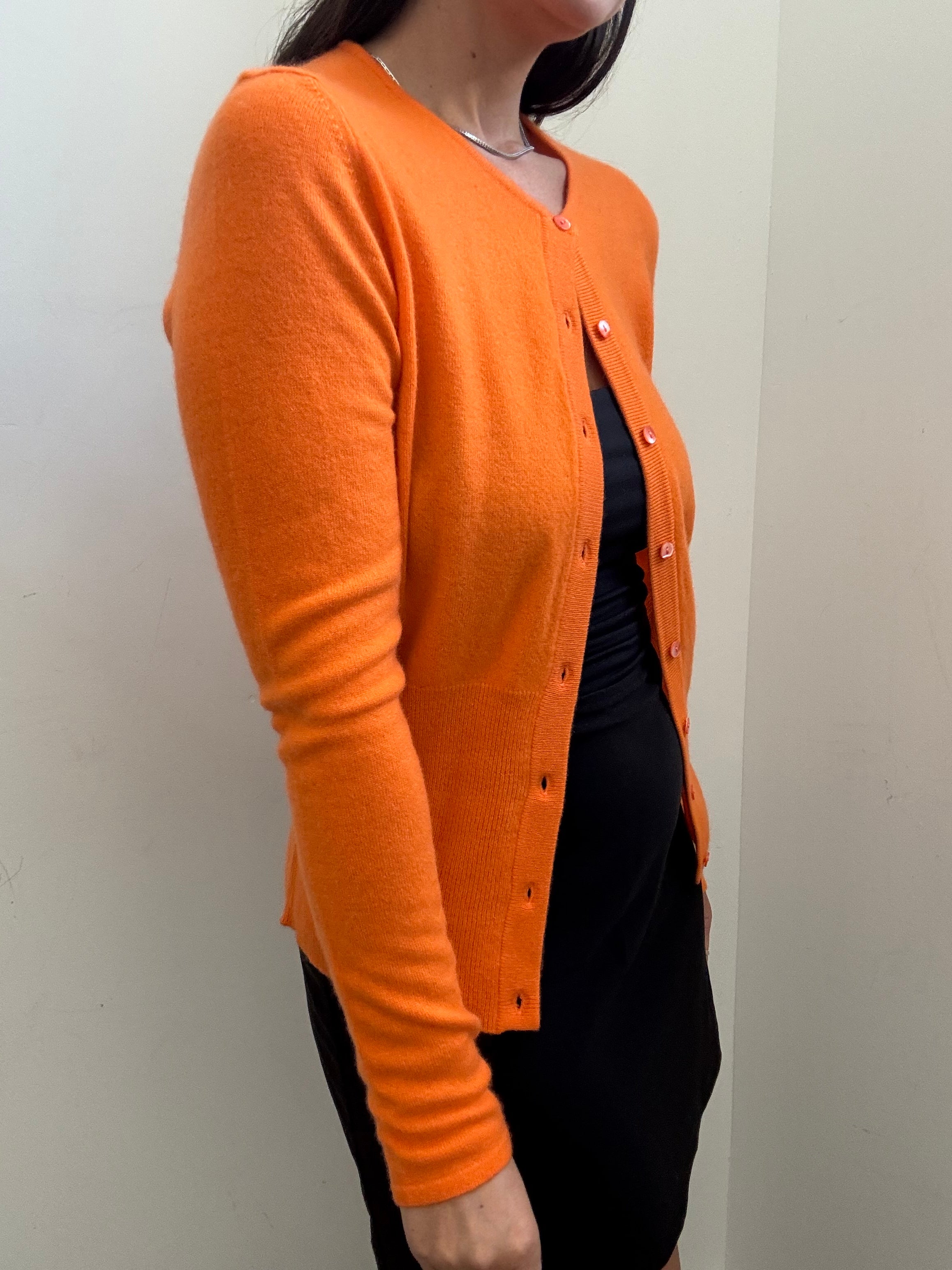 Vintage Bloomingdale's Orange Cashmere Cardigan Size Medium