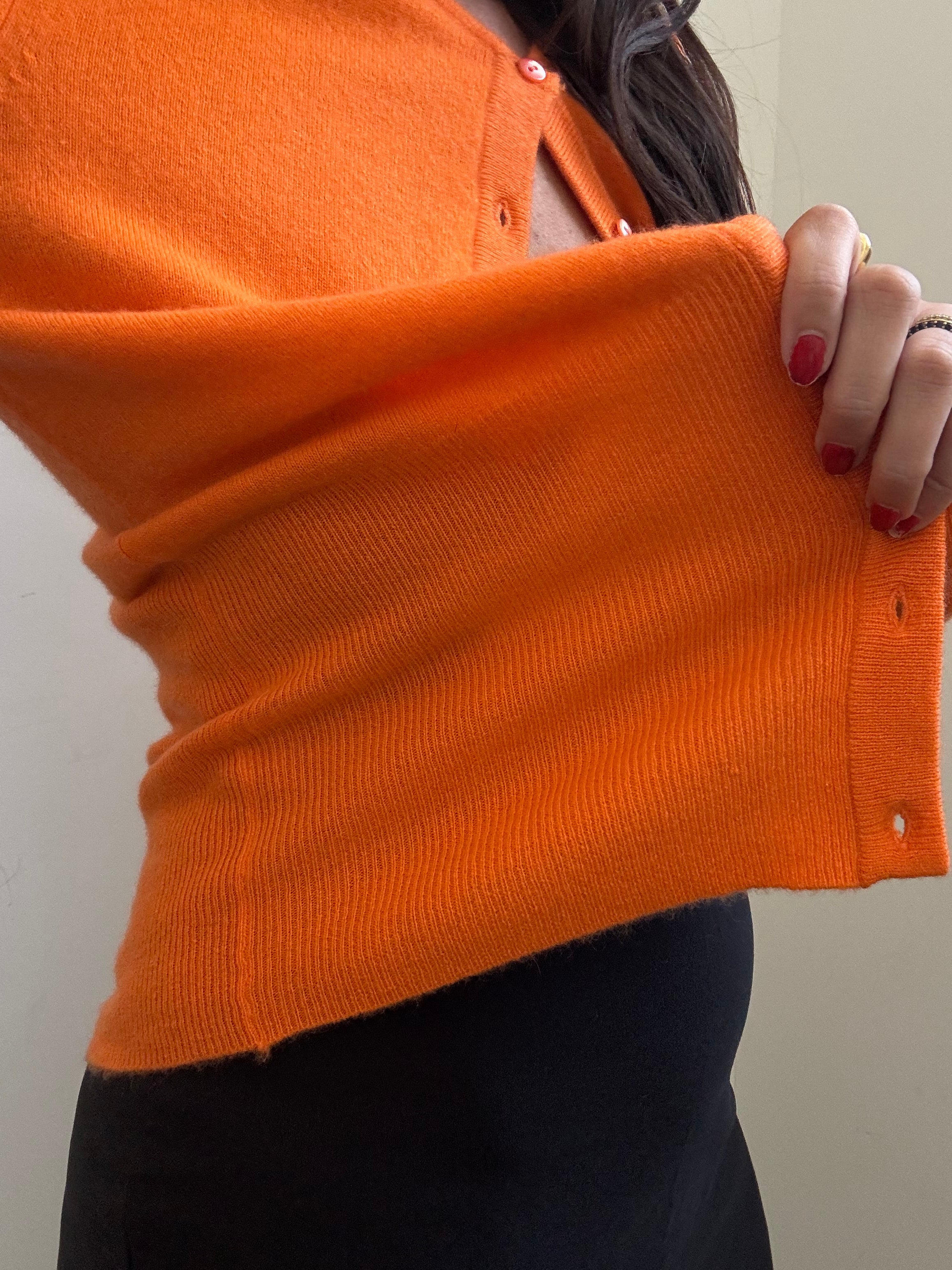 Vintage Bloomingdale's Orange Cashmere Cardigan Size Medium