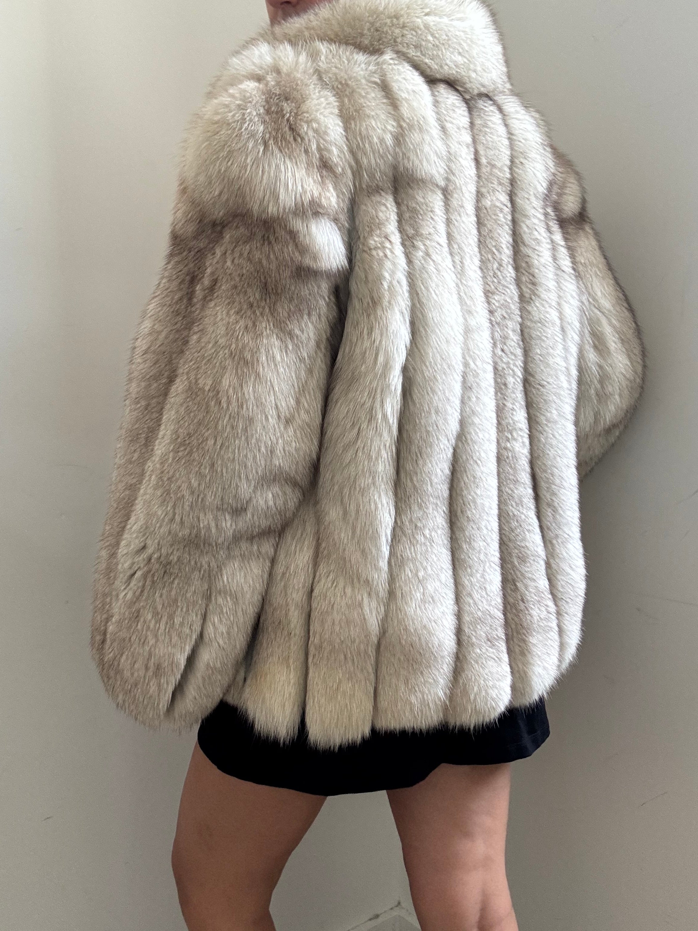 Vintage Silver Fox Fur Short Jacket Size Small
