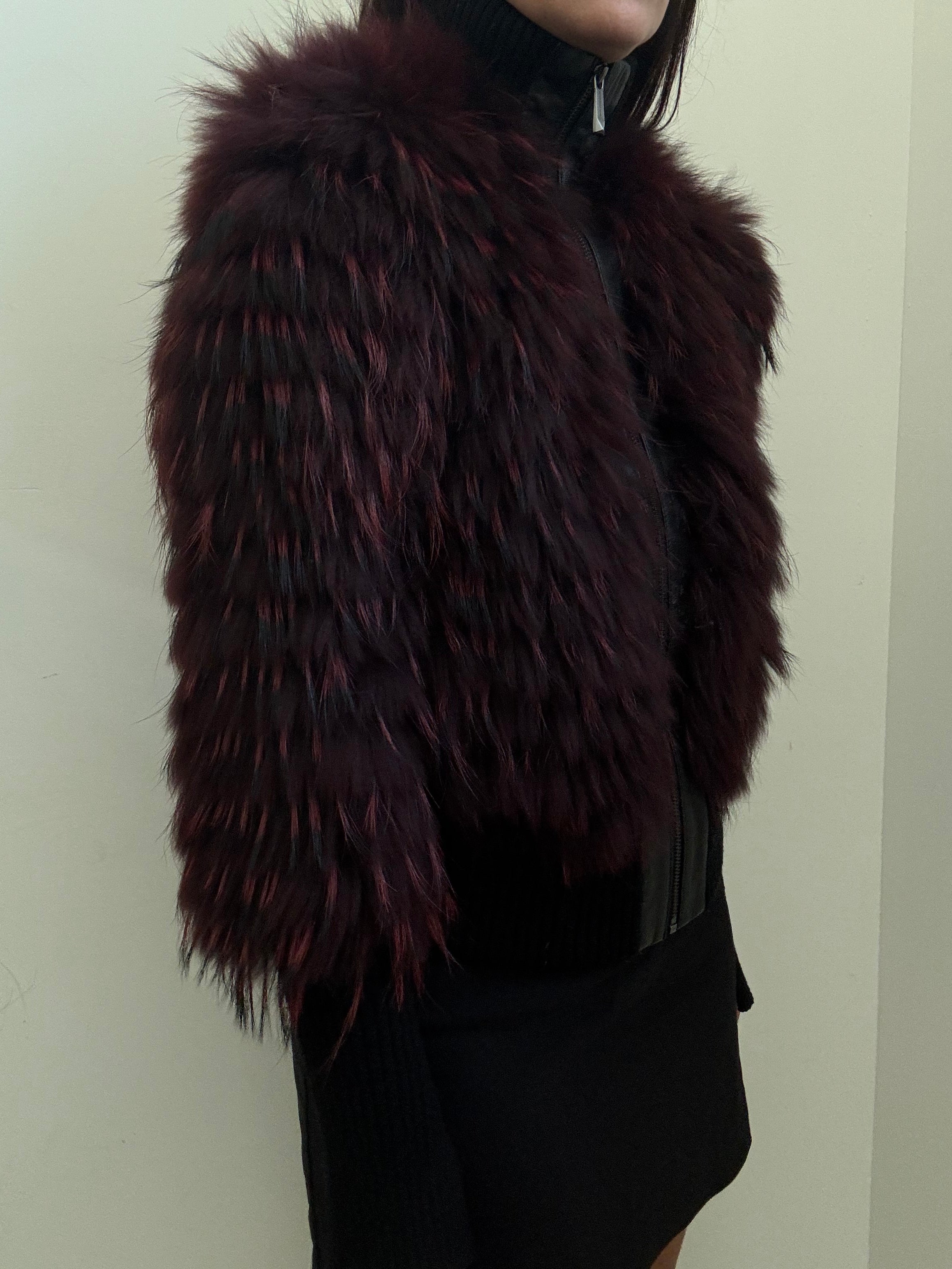 Vintage Dyed Raccoon Fur Zip-Up Jacket Size XS
