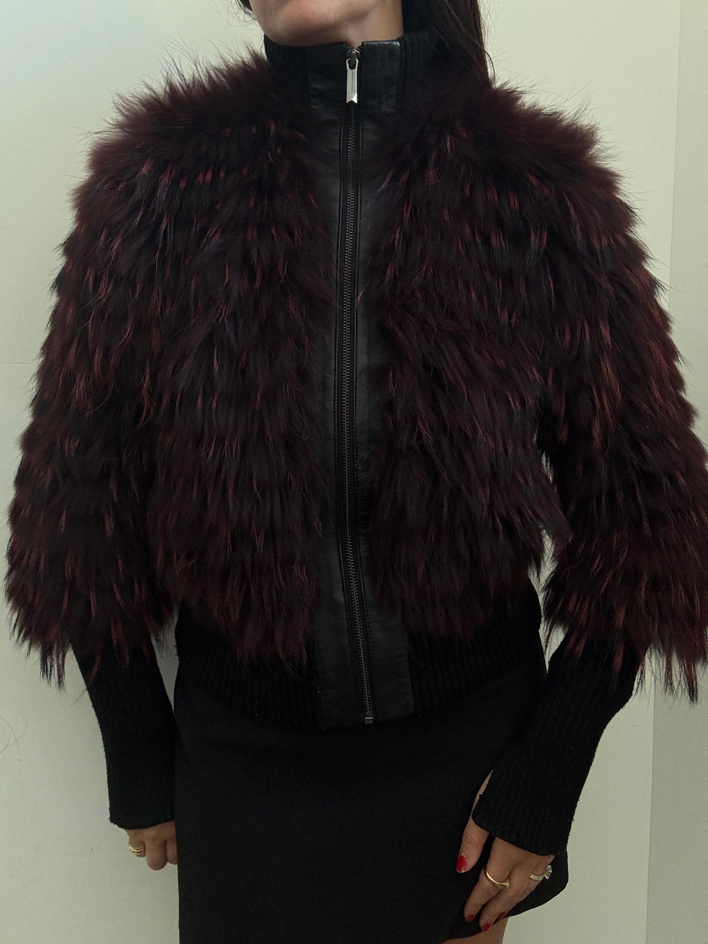 Vintage Dyed Raccoon Fur Zip-Up Jacket Size XS