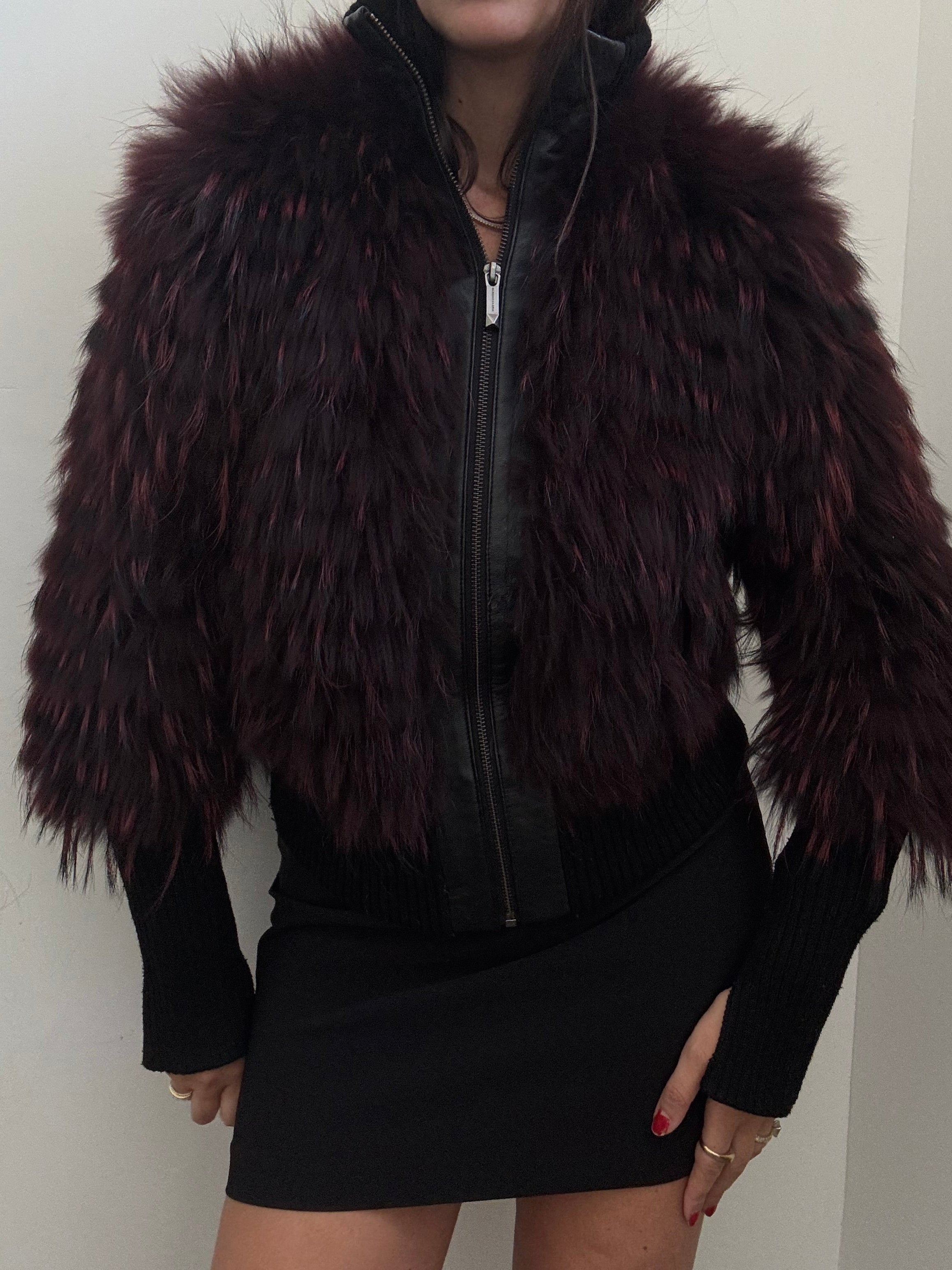 Vintage Dyed Raccoon Fur Zip-Up Jacket Size XS
