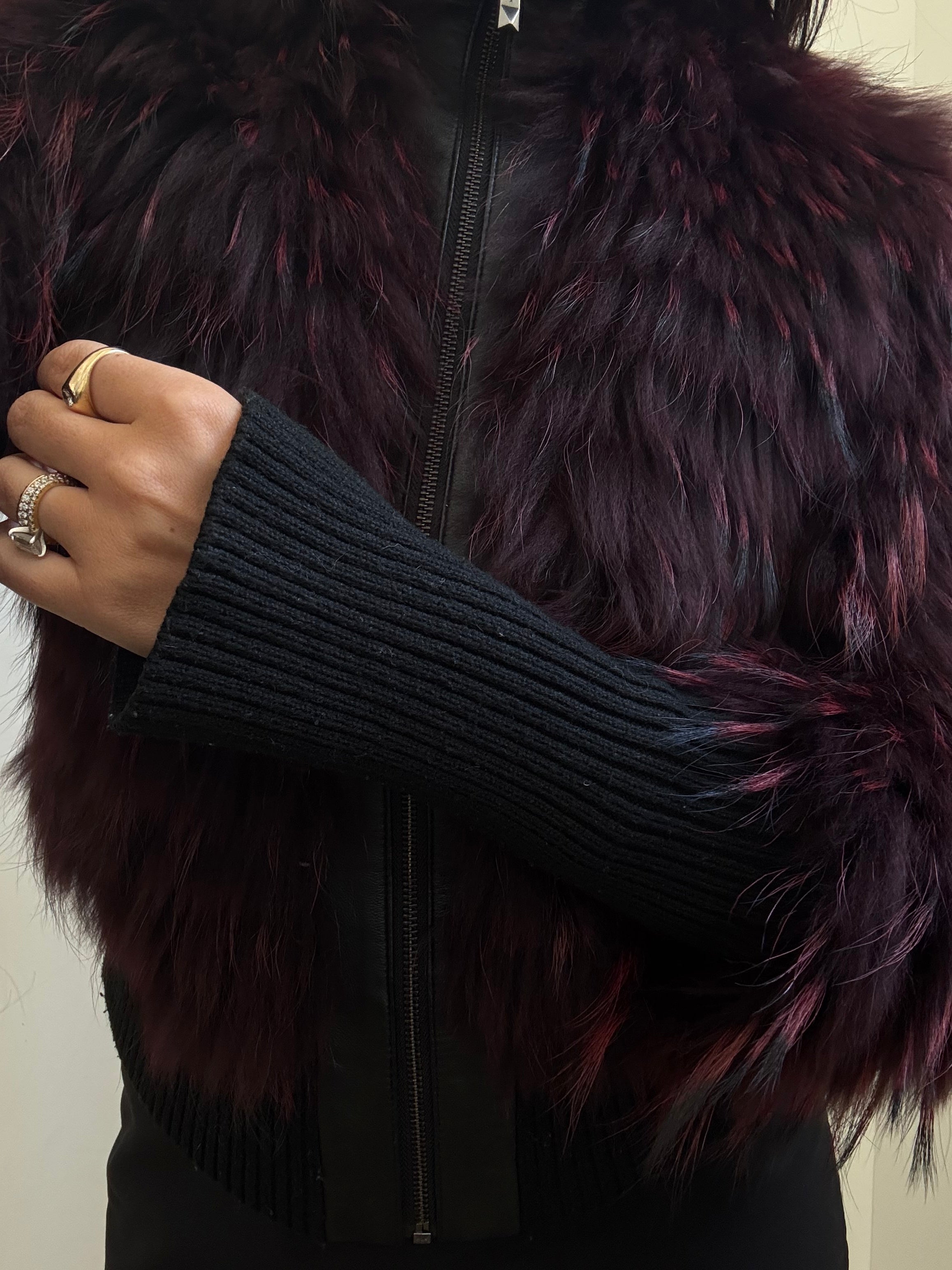 Vintage Dyed Raccoon Fur Zip-Up Jacket Size XS