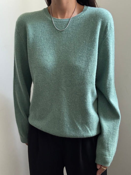 Vintage Green Cashmere Crewneck Sweater Size Medium