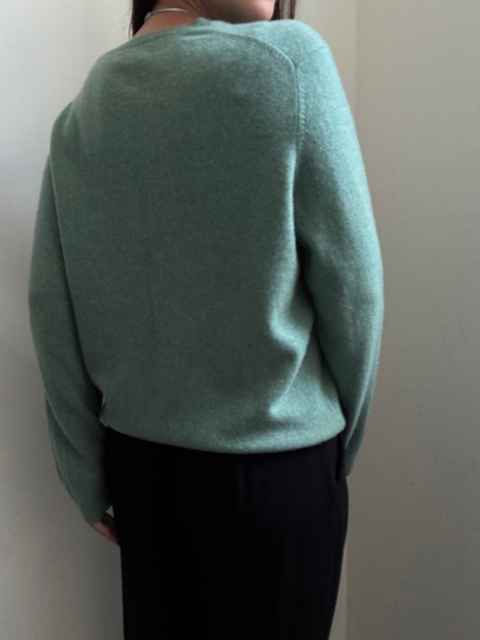 Vintage Green Cashmere Crewneck Sweater Size Medium