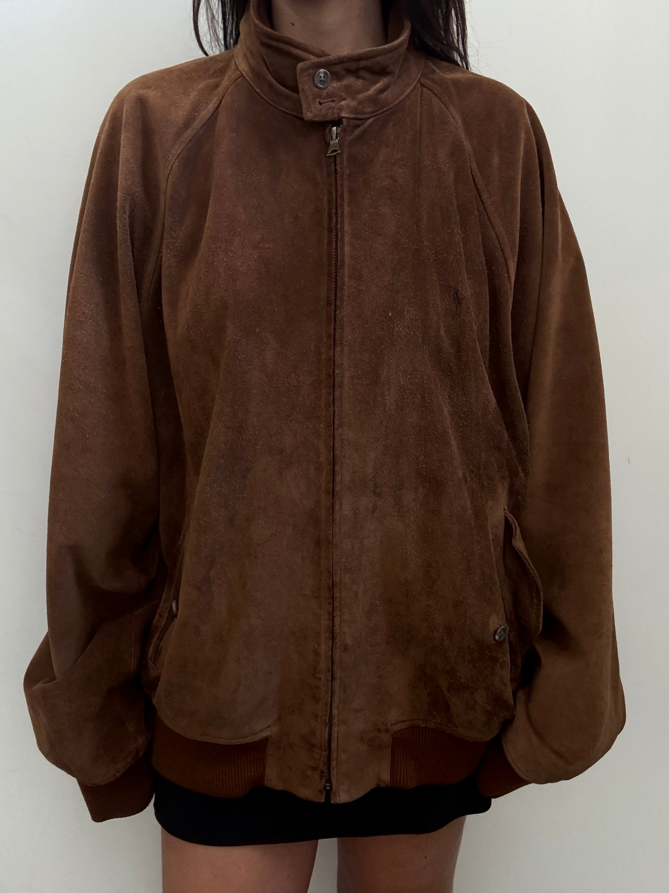 Vintage Ralph Lauren Suede Bomber Jacket Size Large