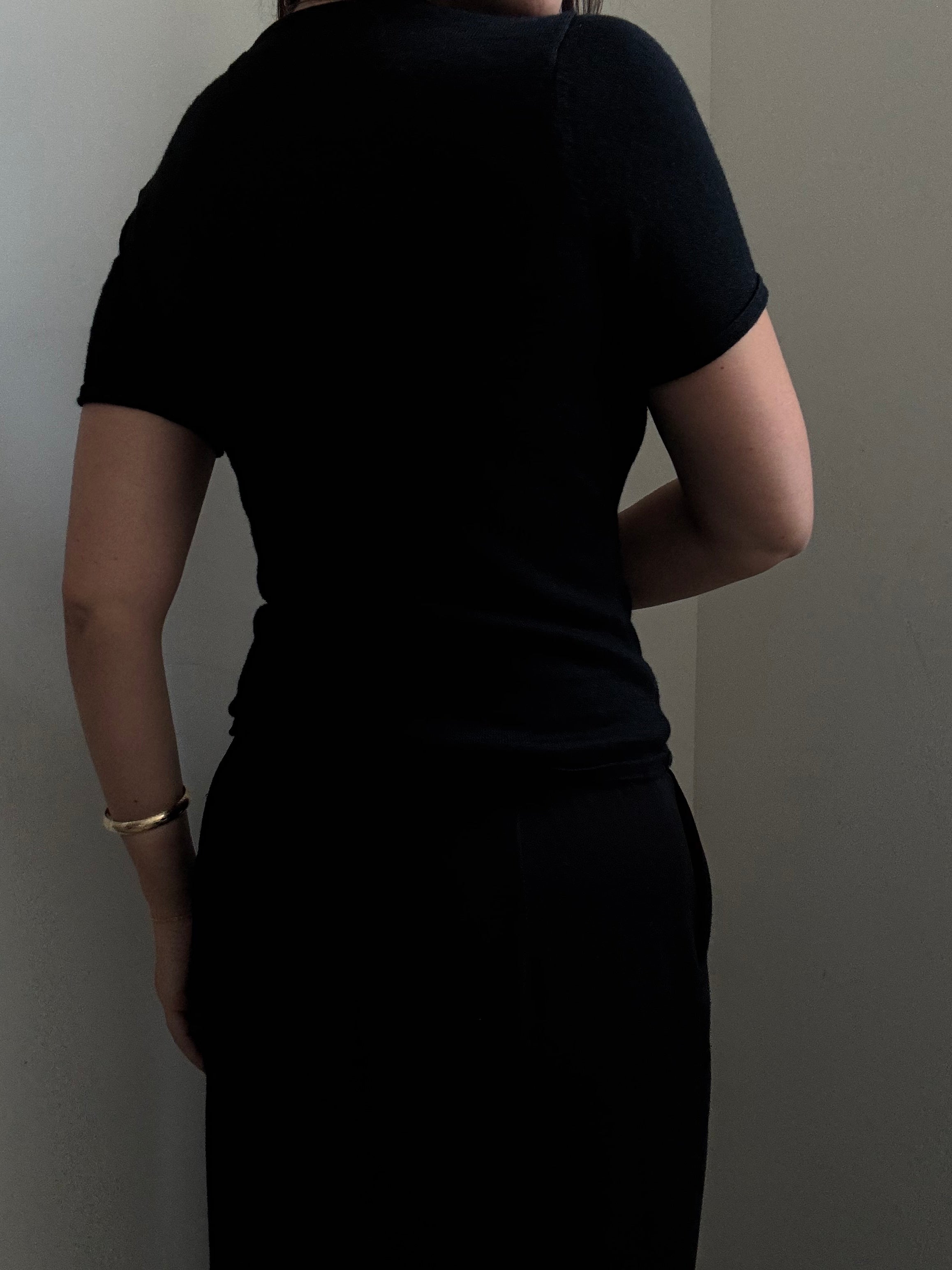 Vintage Black Wool Blend Knit Shirt Size X-Small