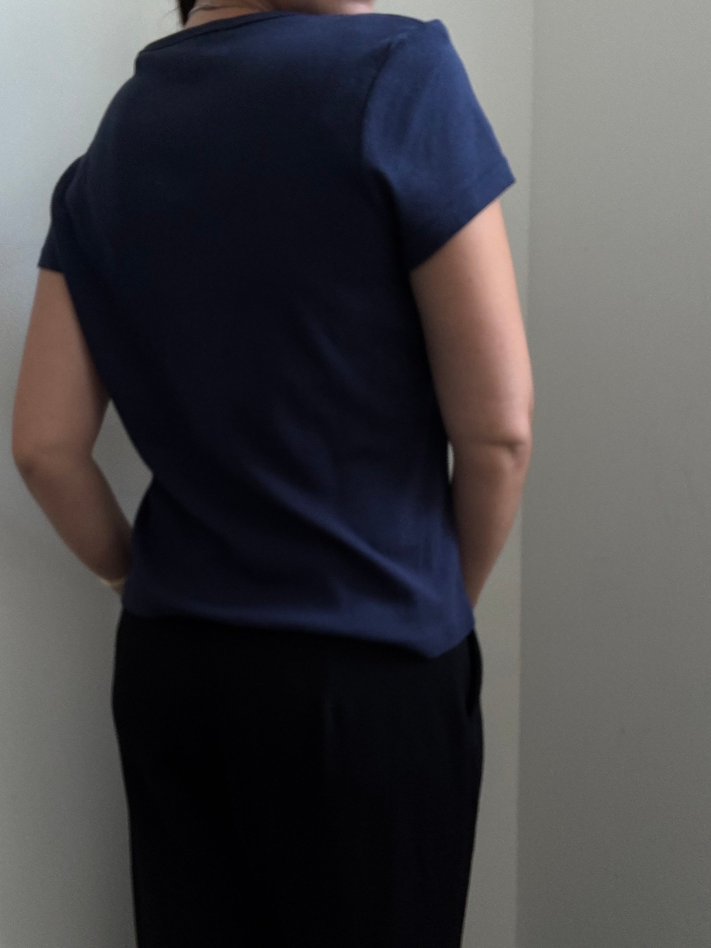Vintage Navy Cotton Square Neck T-Shirt Size XL