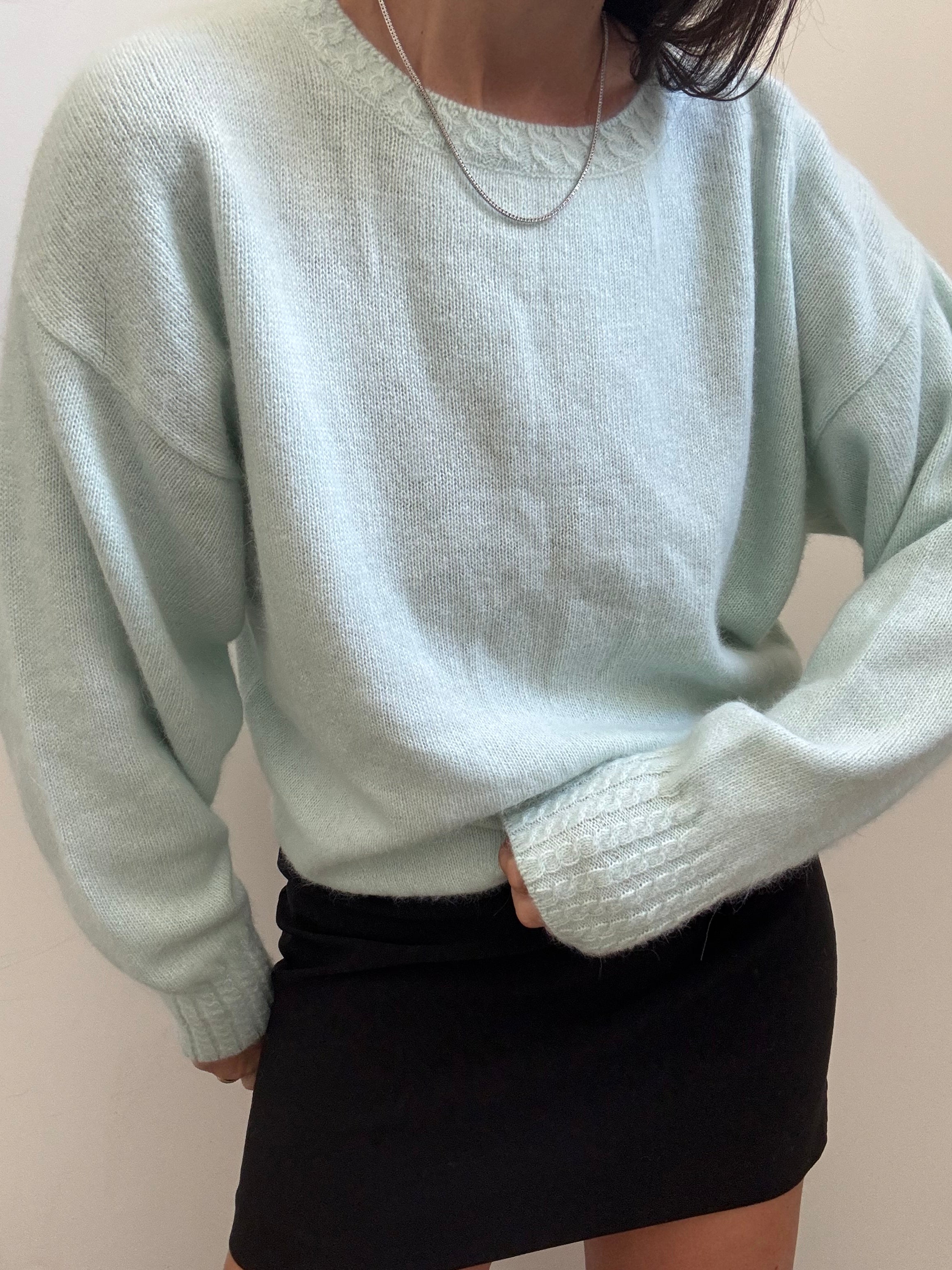 Vintage Teal Angora Knit Sweater Size Large