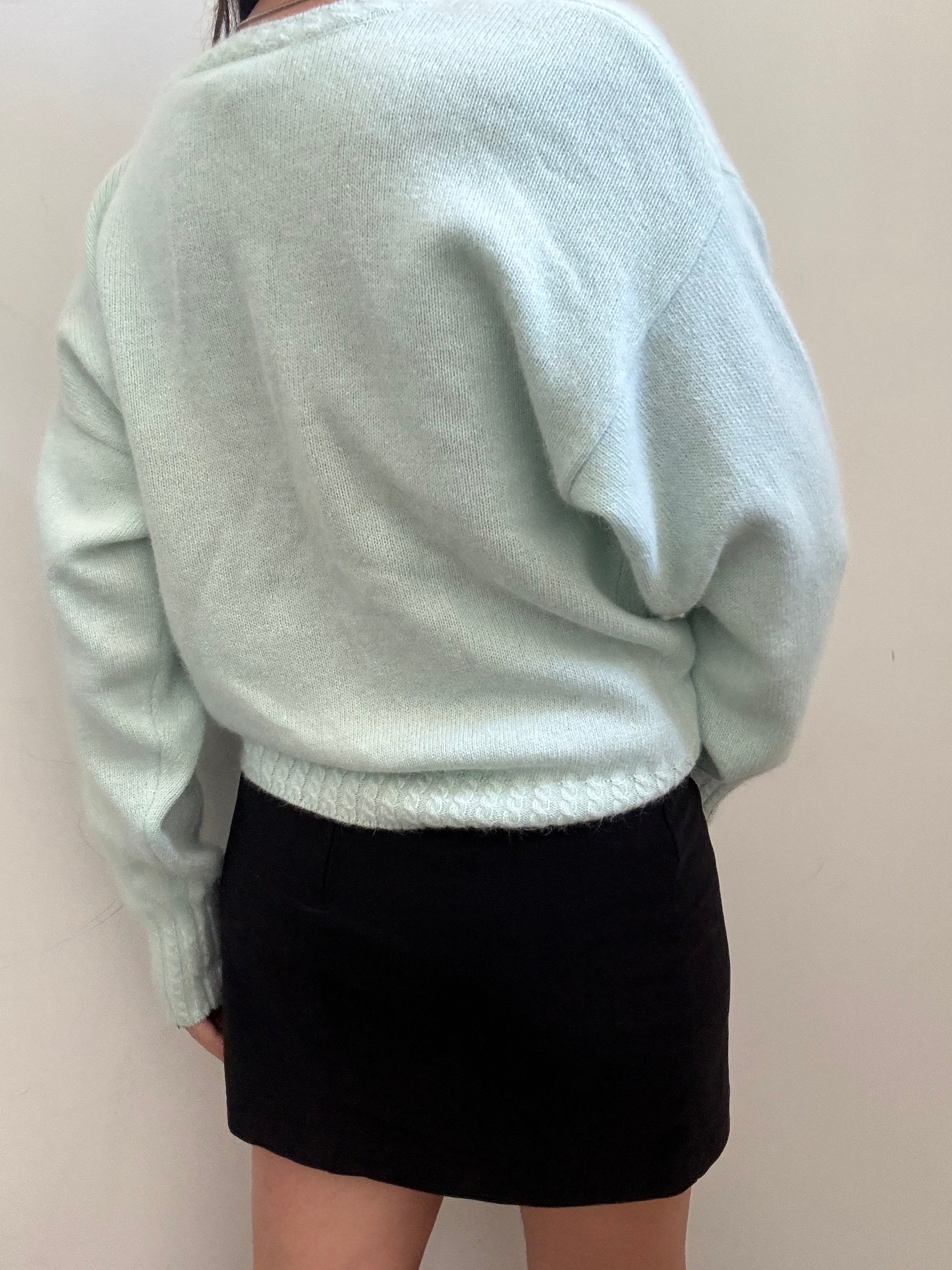 Vintage Teal Angora Knit Sweater Size Large