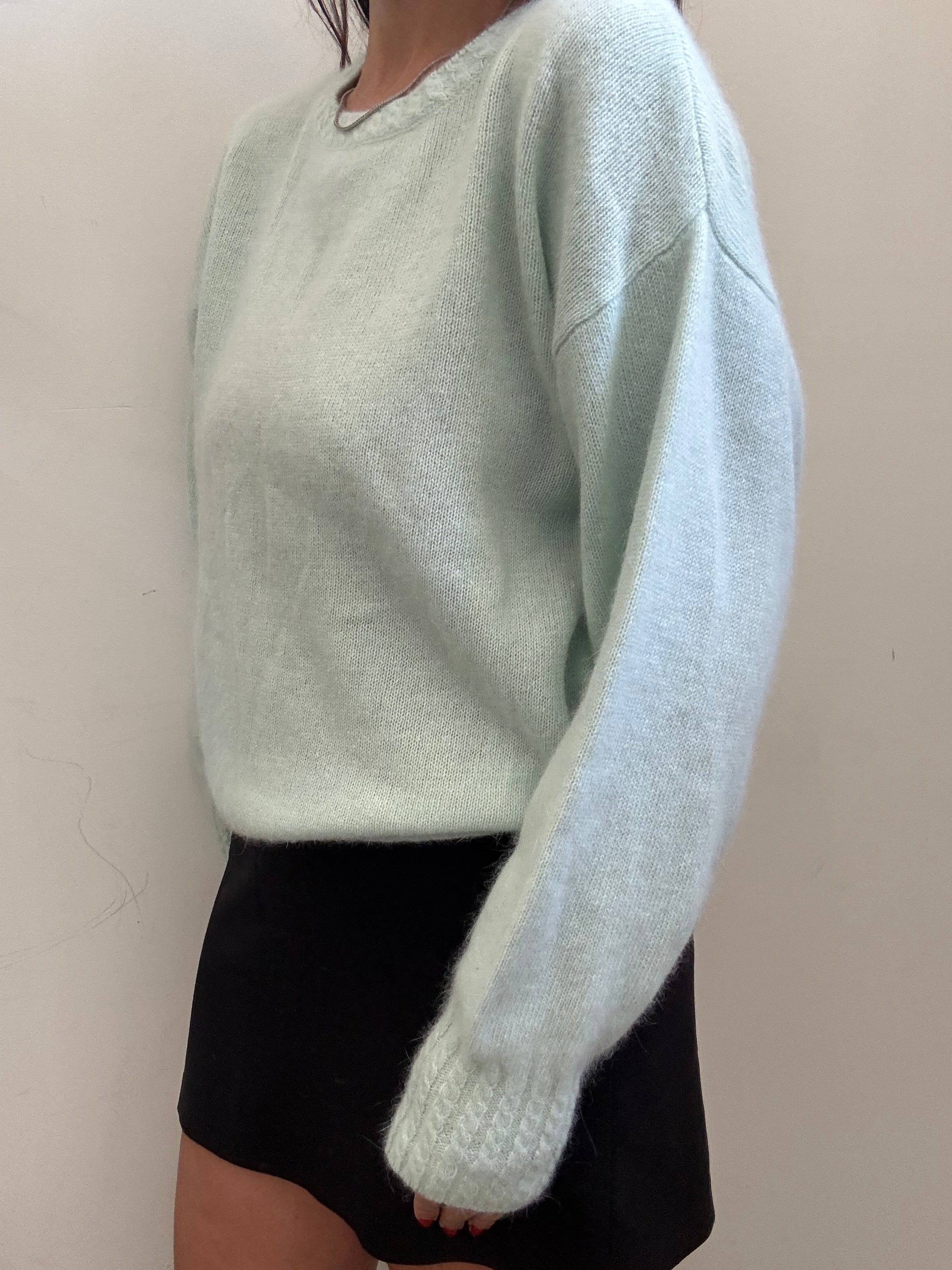 Vintage Teal Angora Knit Sweater Size Large