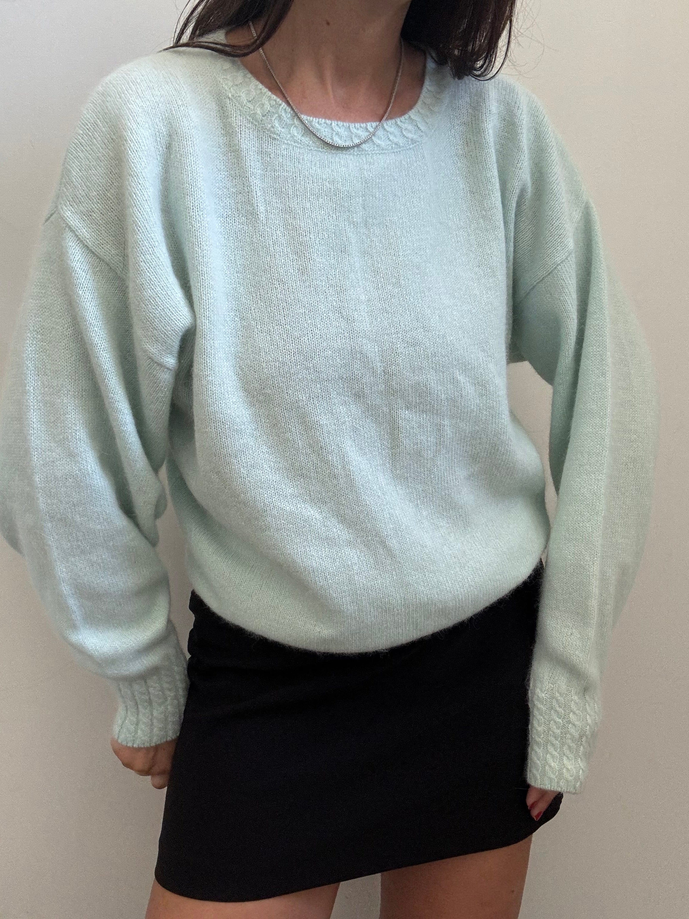 Vintage Teal Angora Knit Sweater Size Large