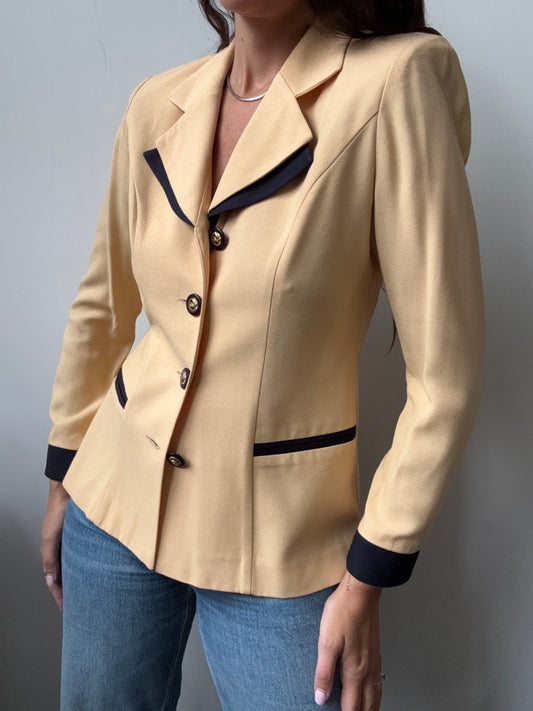 Vintage Beige + Black Blazer Size Small