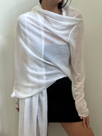 Vintage White Semi Sheer Knit Wrap Size Large