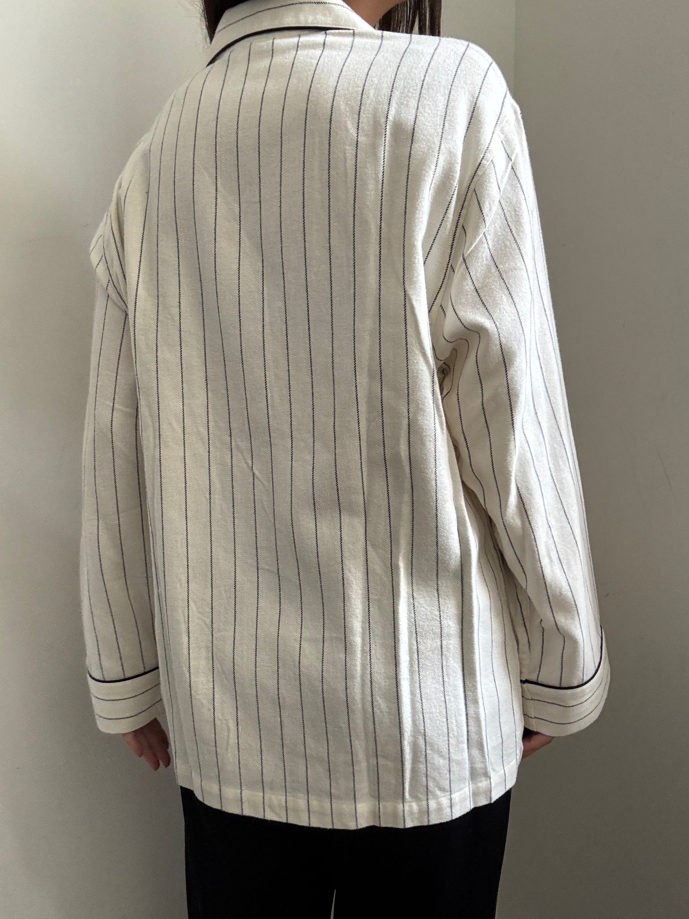 Vintage Ralph Lauren Striped Button-Down Monogram Top Size Large
