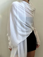 Vintage White Semi Sheer Knit Wrap Size Large