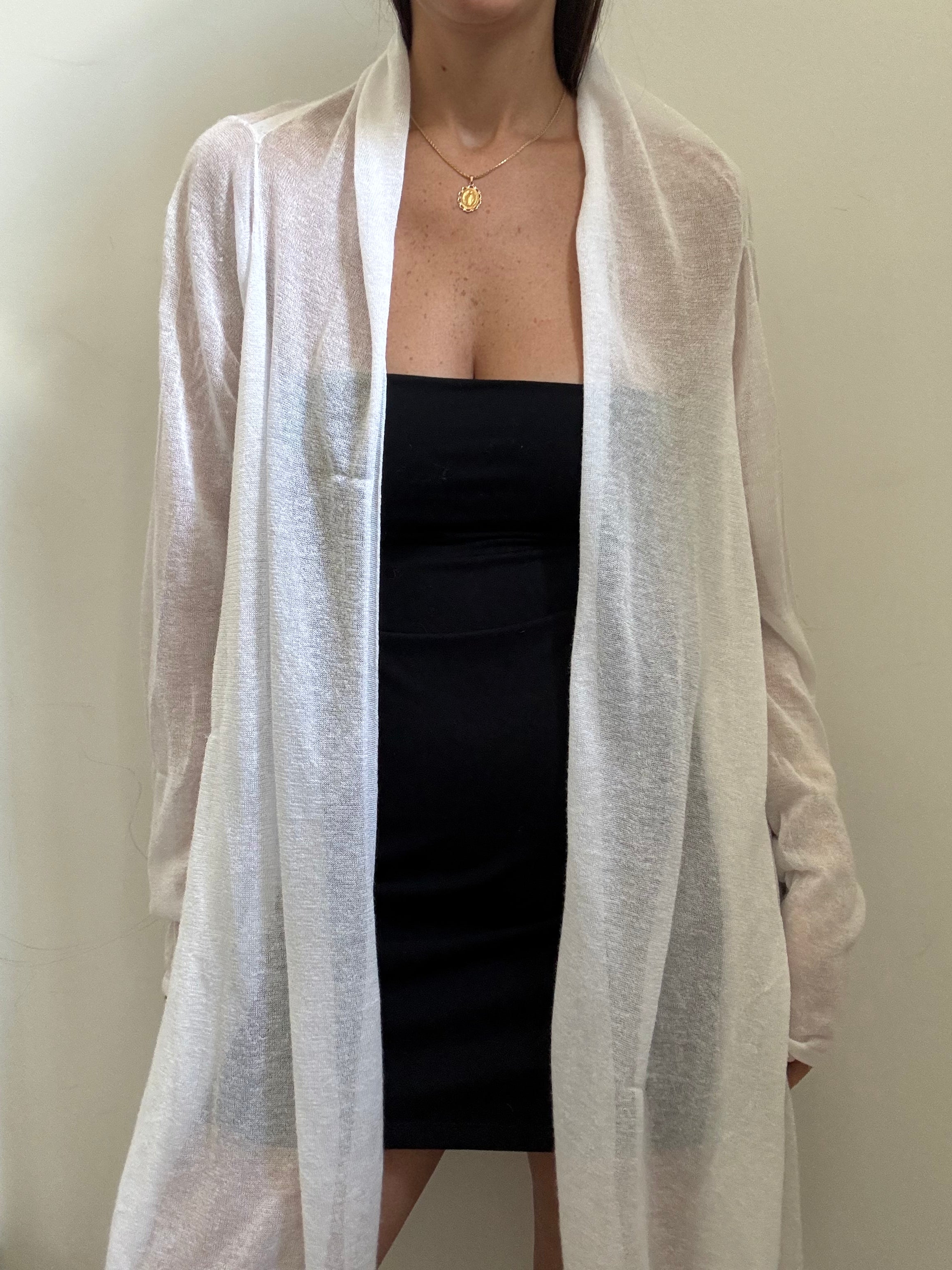 Vintage White Semi Sheer Knit Wrap Size Large