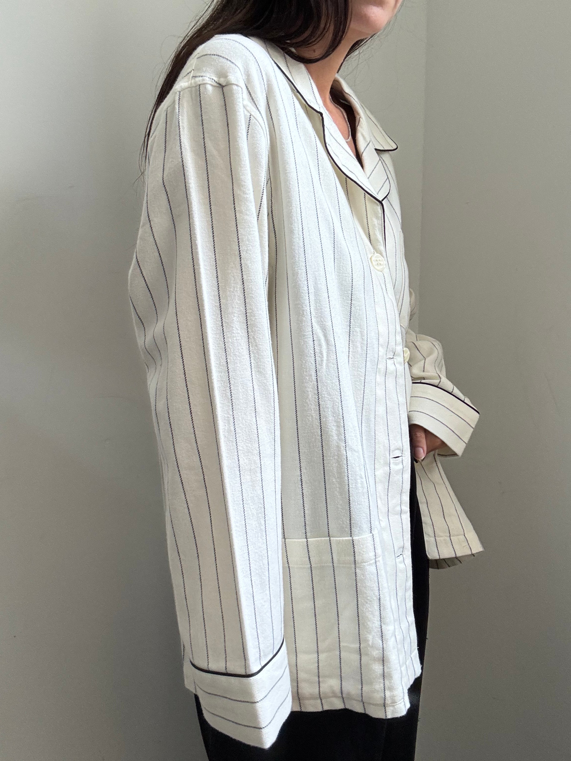 Vintage Ralph Lauren Striped Button-Down Monogram Top Size Large