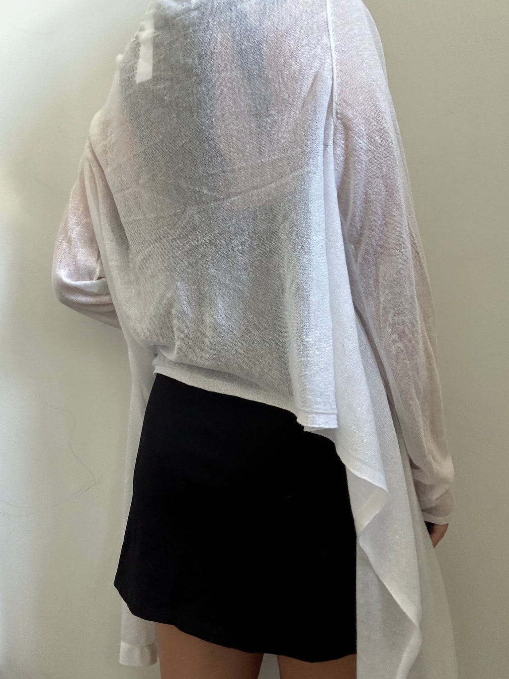 Vintage White Semi Sheer Knit Wrap Size Large