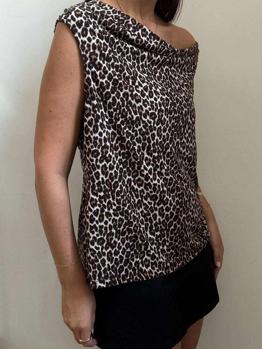 Vintage Cheetah Cowl Neck Stretch Tank Size X-Large