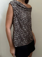 Vintage Cheetah Cowl Neck Stretch Tank Size X-Large