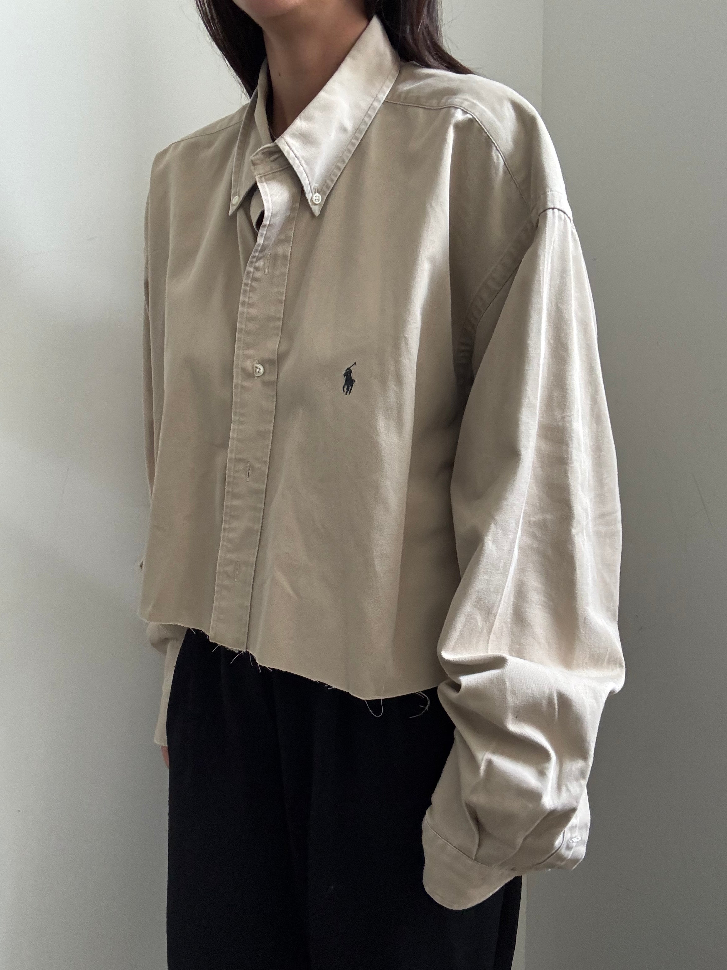Vintage Khaki Ralph Lauren Cropped Button Down Size XL