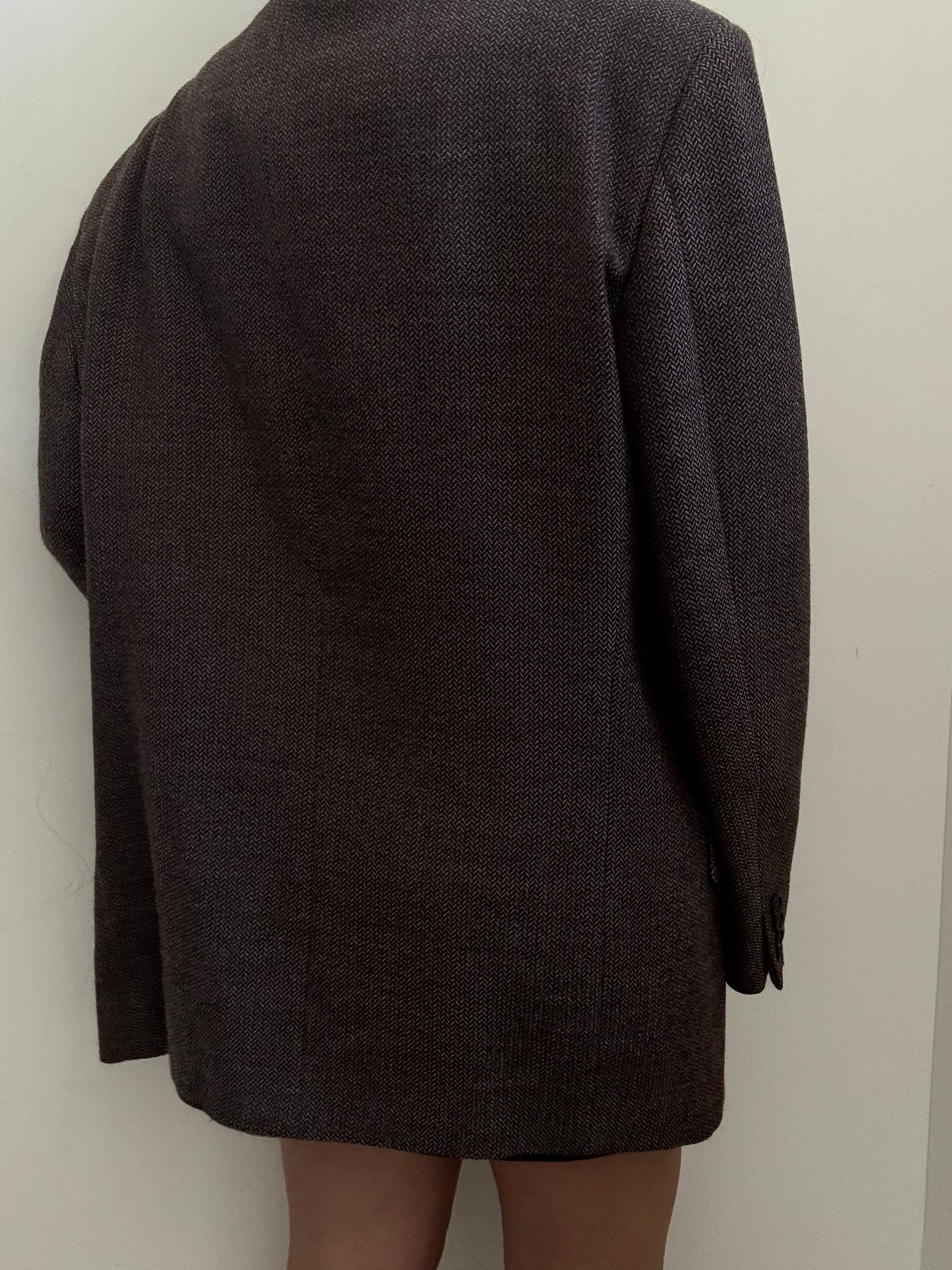 Vintage Valentino Brown Herringbone Blazer Size Mens's Large