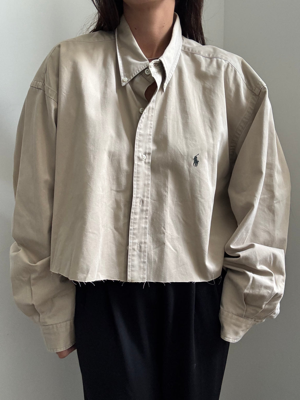 Vintage Khaki Ralph Lauren Cropped Button Down Size XL