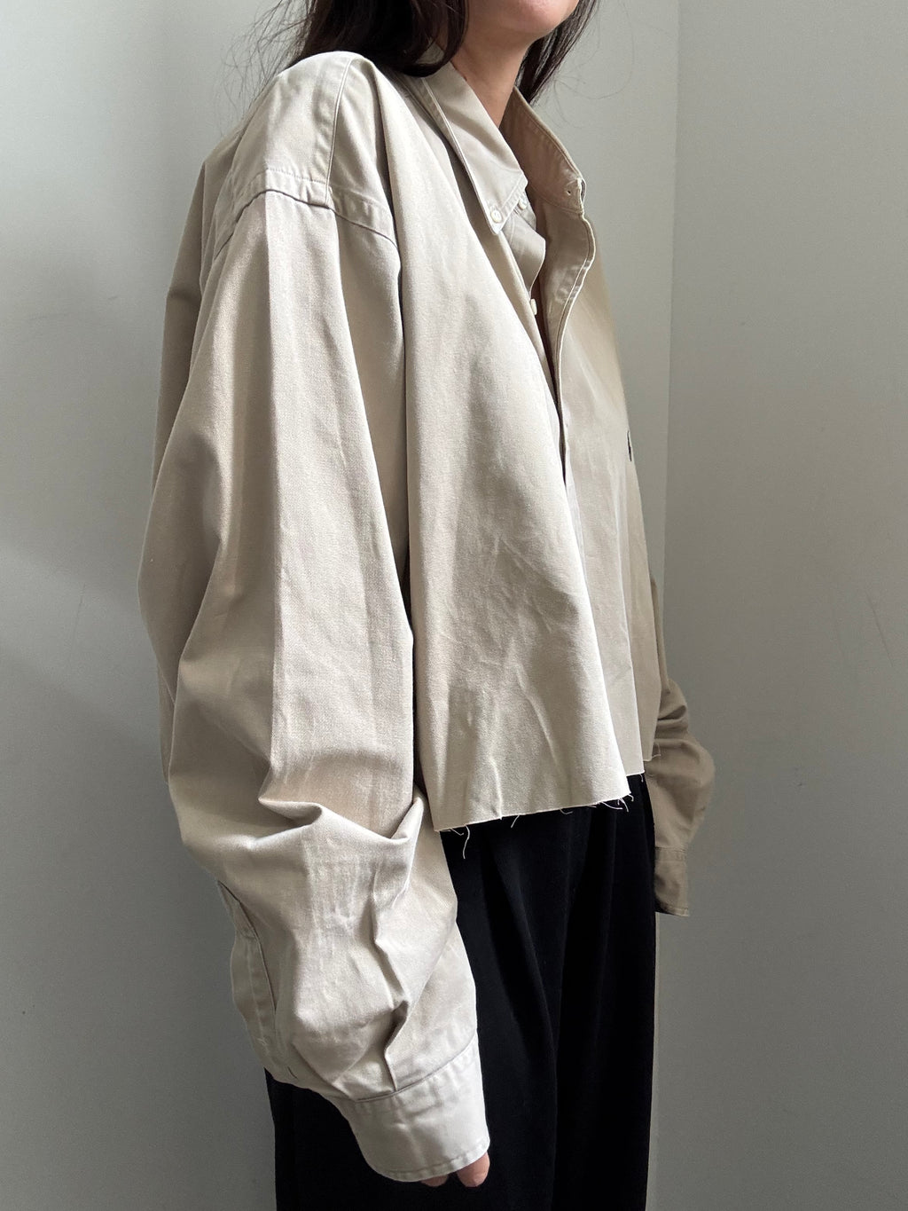 Vintage Khaki Ralph Lauren Cropped Button Down Size XL