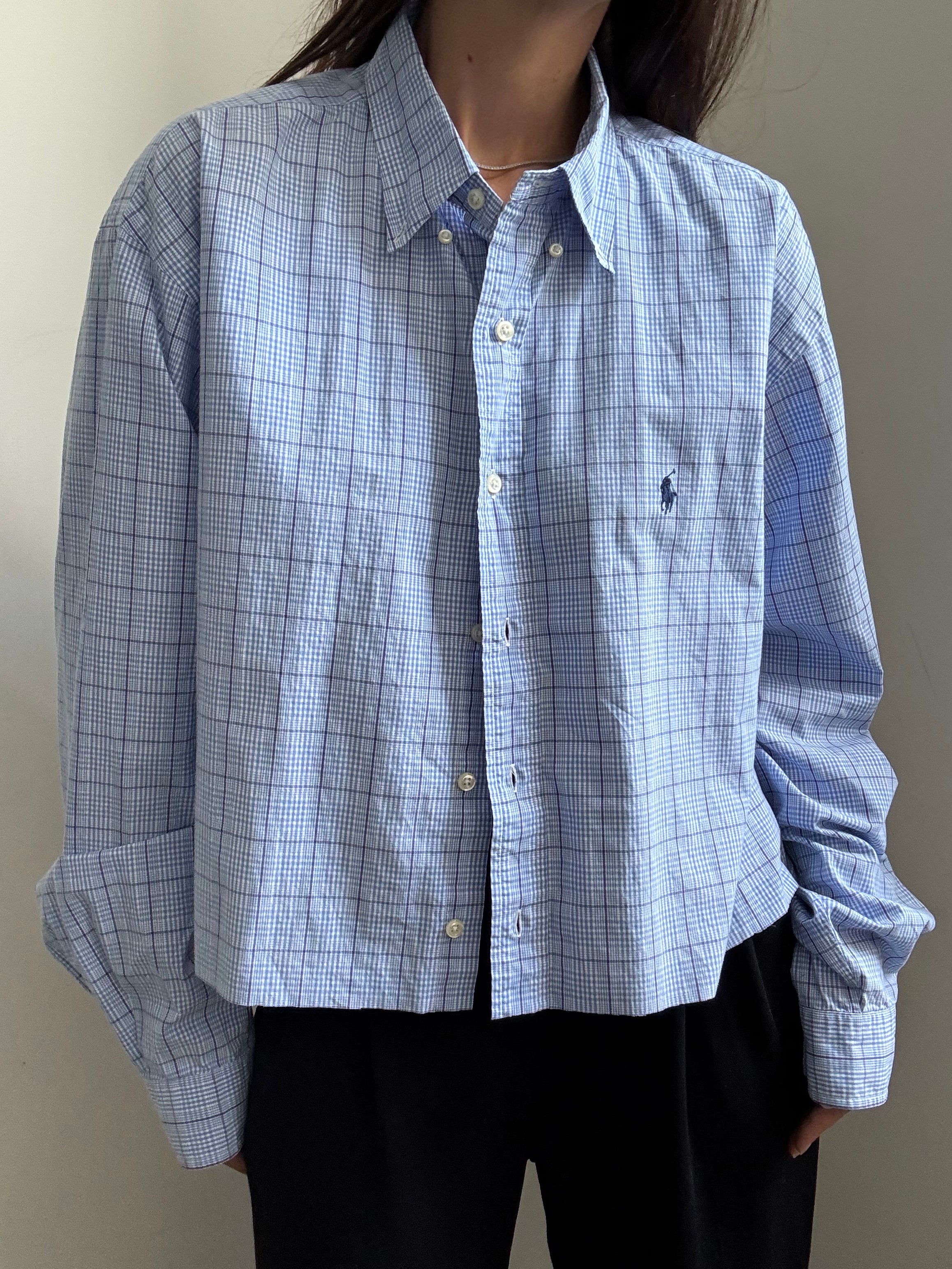 Vintage Ralph Lauren Blue Plaid Button Down Size XL