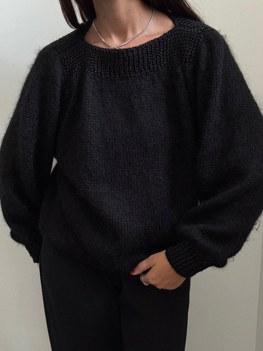 Vintage Brunello Cucinelli Black Mohair Knit Sweater Size Large