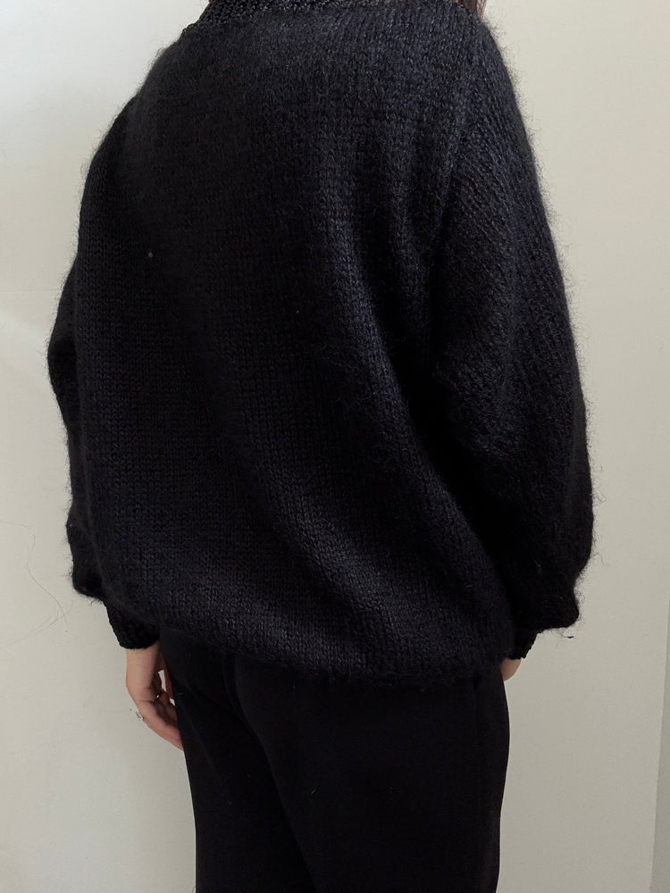 Vintage Brunello Cucinelli Black Mohair Knit Sweater Size Large