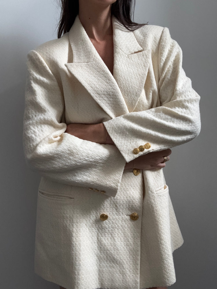 Vintage Cream Bouclé Blazer Size Large