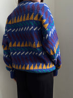 Vintage Wool Blue Geometric Sweater Size Large