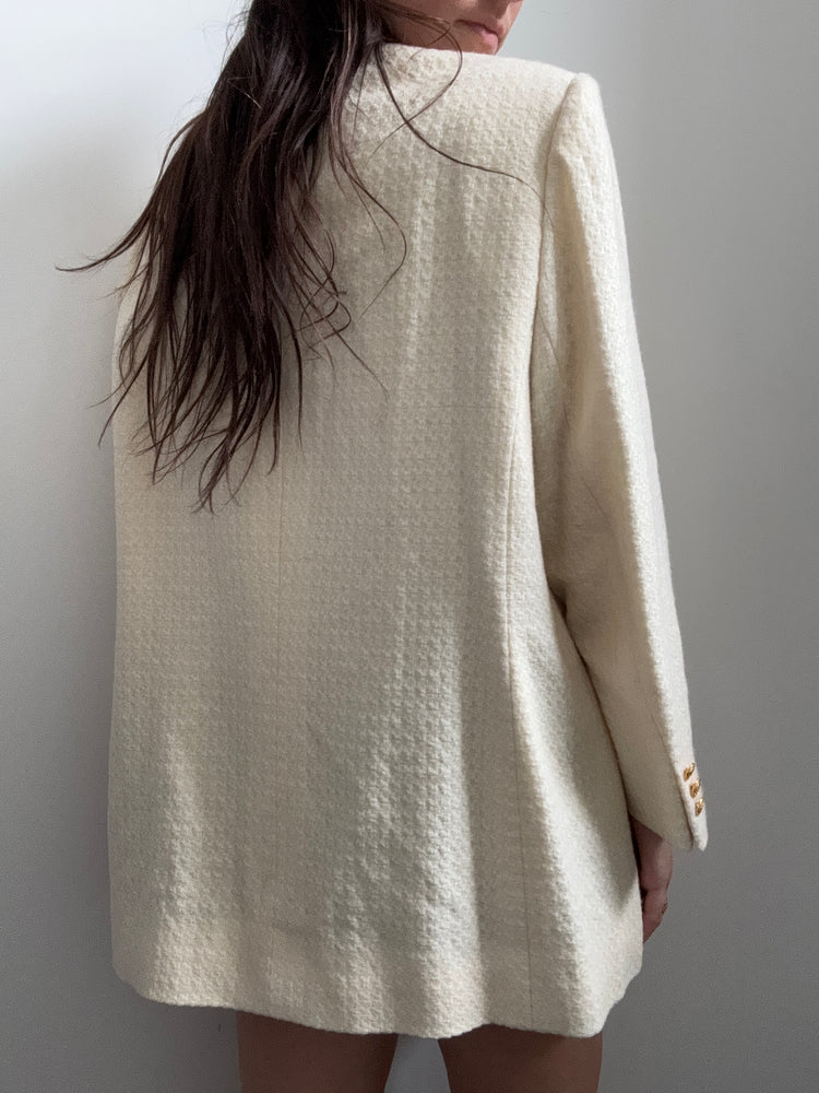 Vintage Cream Bouclé Blazer Size Large