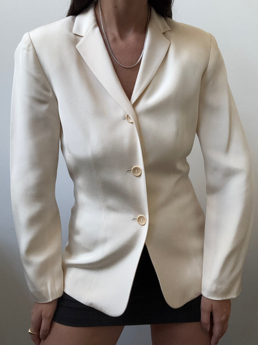 Vintage Silk Ivory Blazer Size Medium