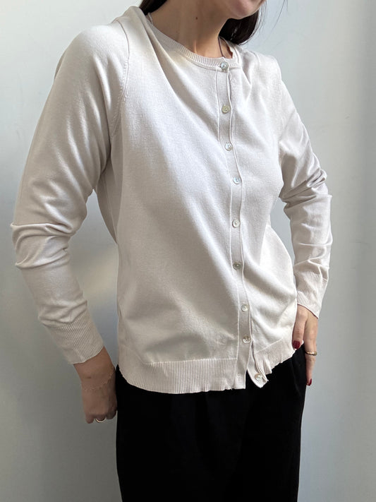 Vintage Classic Beige Silk Blend Cardigan Size X-Large