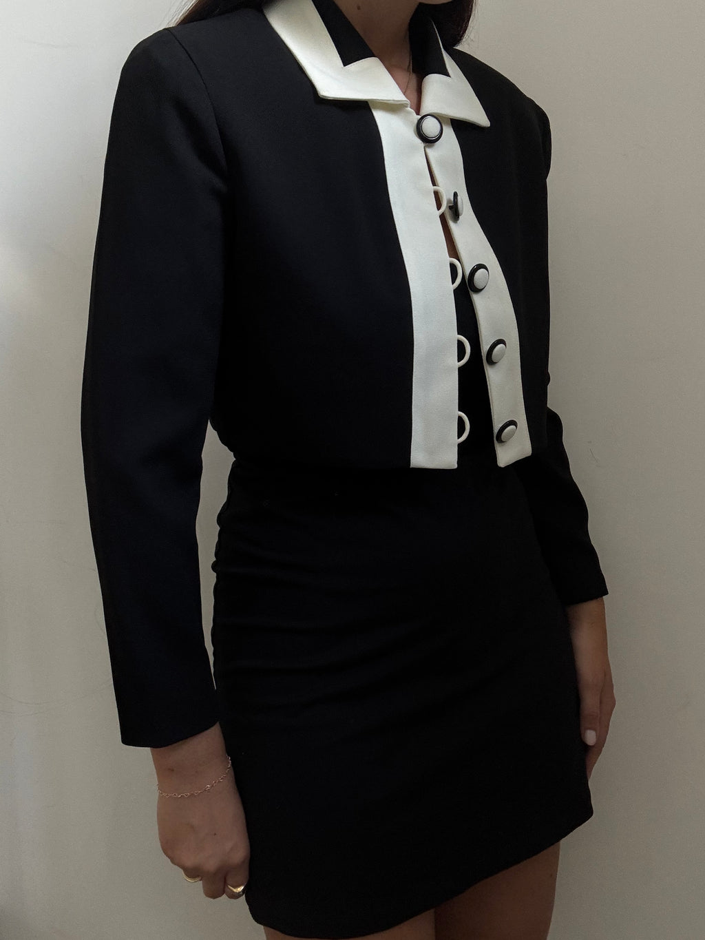 Vintage Black + White Cropped Blazer Size X-Small