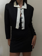 Vintage Black + White Cropped Blazer Size X-Small